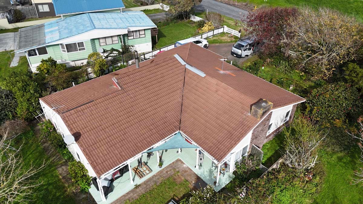 Tile roof restoration — Decramastic — before