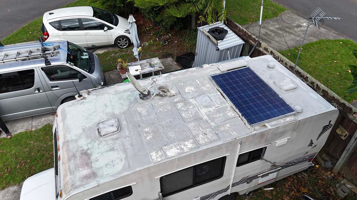 Roof coating job — metal roof — before