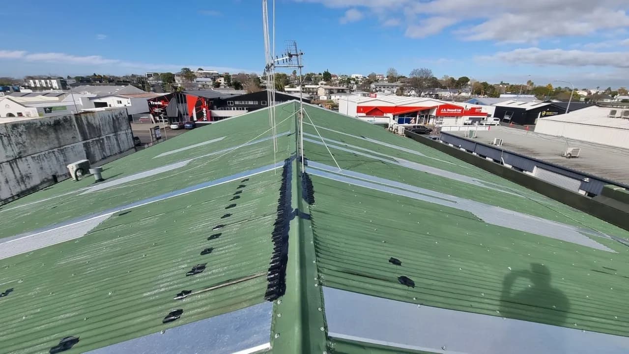 Before and after roof coating — before