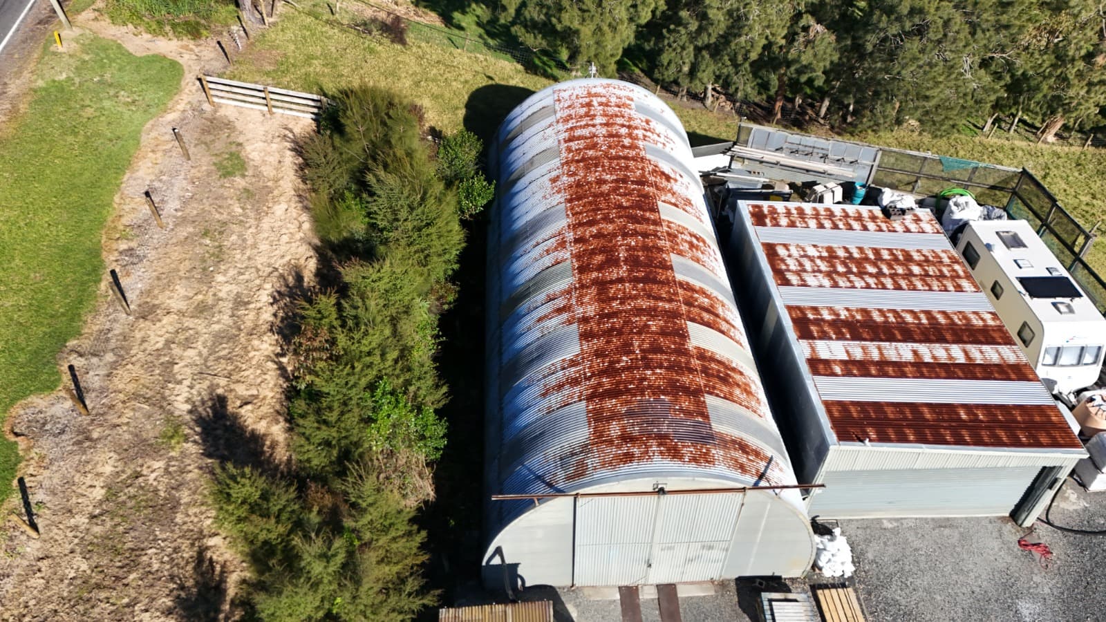 Tile roof before and after coating — before